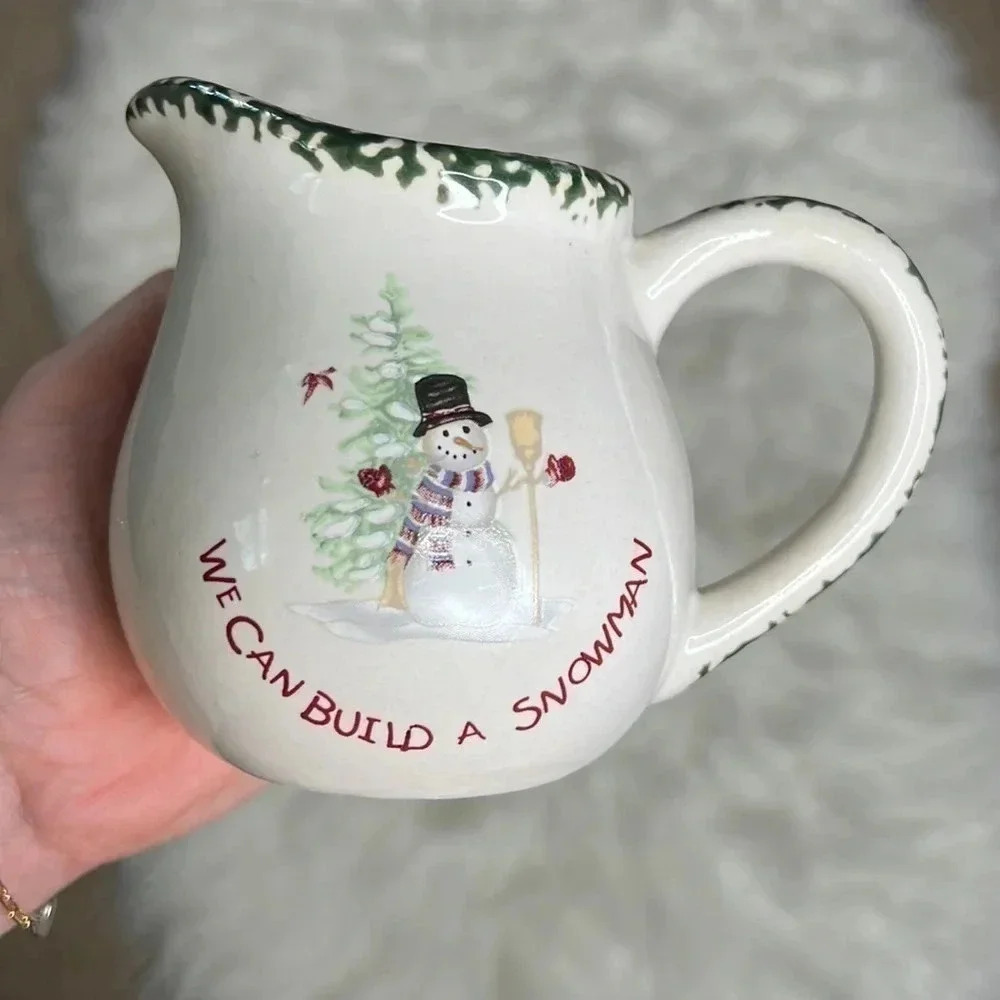 PRIMITIVE Snowman Creamer Gravy Boat Server